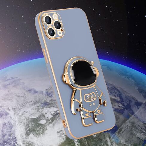 Compatible with iPhone 14 Case Cute 3D Astronaut Stand Design Camera Protection Shockproof Soft Back Cover for Apple iPhone 14 Phone Case Purple in Kuwait