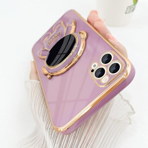 Compatible with iPhone 14 Case Cute 3D Astronaut Stand Design Camera Protection Shockproof Soft Back Cover for Apple iPhone 14 Phone Case Purple in Kuwait
