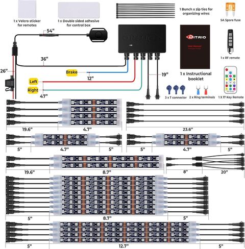 8pcs دراجة نارية LED LED KIT مع إشارة دوران الفرامل ، وأضواء RGB دراجة نارية مع جهاز التحكم عن بعد APP/RF ، والمنطقة المزدوجة ، وتأثيرات بكسلو مقاوم للماء 12V للدراجات النارية ، وعربات الجولف ، و ATV ، و UTVS in Saudi Arabia