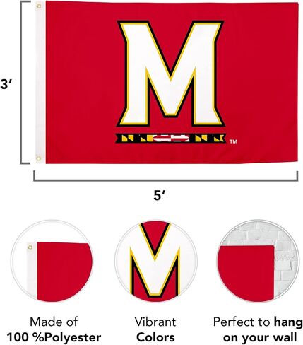 Desert Cactus University of Maryland Terrapins UMD Terps 100% Polyester Indoor Outdoor 3 feet x 5 feet Flag (Flag 2) in Saudi Arabia