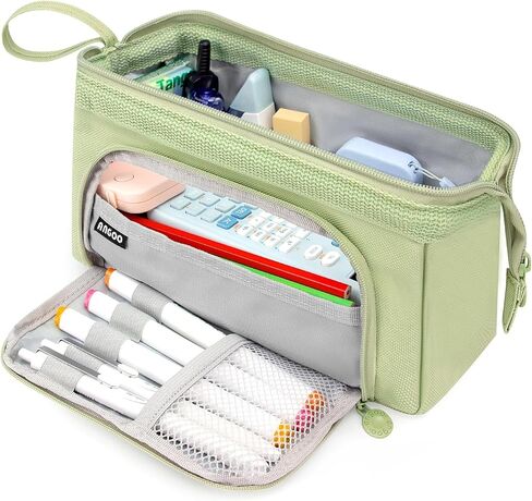 pencil case big pencil pouch pencil box large pencil bag for school, pen cases for adults special pencil cases for girls cute aesthetic big capacity pencil bags with zipper(Green) in Saudi Arabia