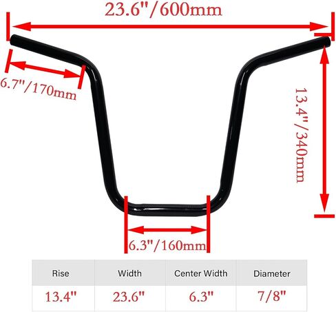 Black 13'' Ape Hangers 7/8'' Mini Bike Handlebars for Coleman B200R CT200U Motovox MBX10 Mega moto MMB80 Trailmaster MB200 100cc 200cc Mini Bike Parts in Saudi Arabia