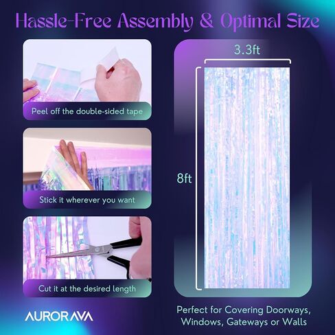 40 by 96 Inches Fringe Curtain for Christmas, Birthday, and Weddings, Indoor and Outdoor Events Party Decorations and Supplies, High-Shine and Sparkly Tinsel Foil Curtain (Purple) in Saudi Arabia