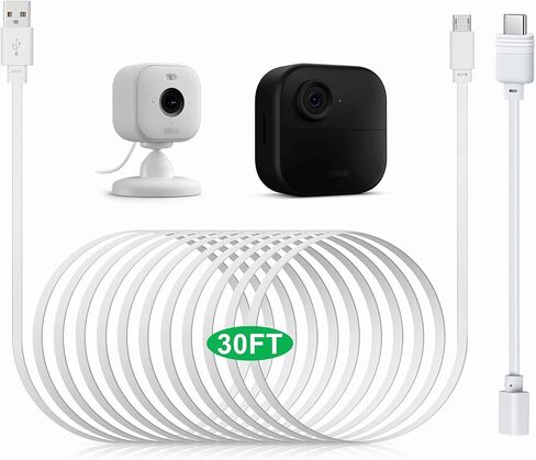 كابل امتداد طاقة 50 قدمًا متوافقًا مع Blink Mini 2 ، Blink Mini و Blink Outdoor 4 Cameras - 15m Micro Micro Charging Cord مع محول مقاوم لـ USB C 30 سم وشاحن سريع 18W ، Black in Kuwait