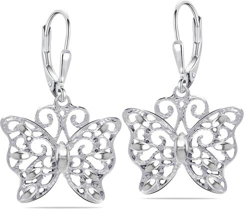 Charmsy 925 Sterling Silver Butterfly Dangle Earrings Hypoallergenic Filigree Jewelry Butterfly Drop and Dangle Leverback Earrings for Women 30 MM in Kuwait