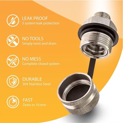 ValvoMax Oil Drain Valve - Quick Twist Oil Drain Plug for DIY Oil Changes At Home in 10 Minutes - No Tools, No Mess, No Cleanup - M14-1.50 Thread Size - Made in USA in Saudi Arabia