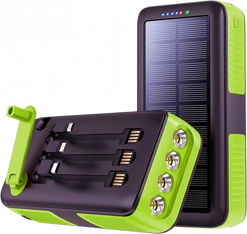شاحن طاقة الطاقة الشمسية المحمولة الشاحن 63200mAh حزمة البطارية ، شاحن كرنك يدوي مخرجات مزدوجة مدخلات 4 مصباح يدوي LED ، شحن سريع مع كابلات الطاقة للتخييم في مجال الطوارئ (Orange) in Saudi Arabia