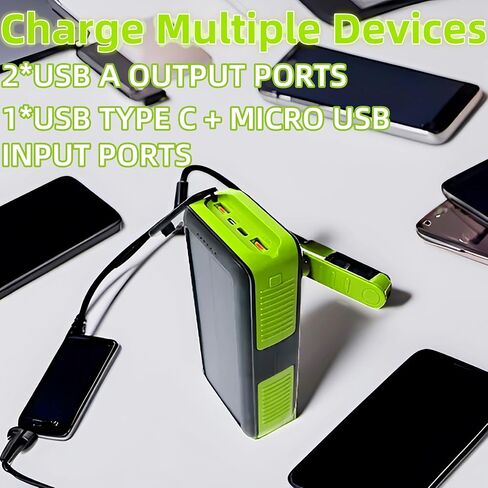 شاحن طاقة الطاقة الشمسية المحمولة الشاحن 63200mAh حزمة البطارية ، شاحن كرنك يدوي مخرجات مزدوجة مدخلات 4 مصباح يدوي LED ، شحن سريع مع كابلات الطاقة للتخييم في مجال الطوارئ (Orange) in Saudi Arabia