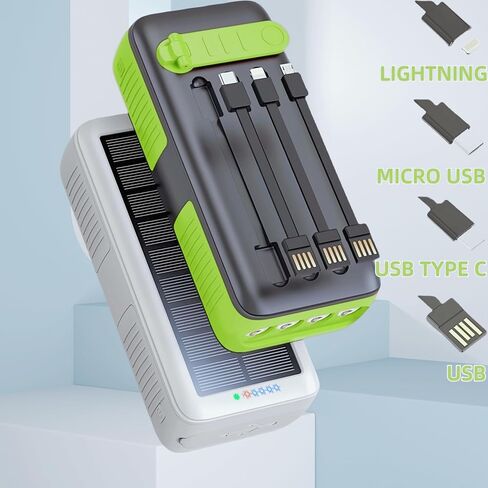 شاحن طاقة الطاقة الشمسية المحمولة الشاحن 63200mAh حزمة البطارية ، شاحن كرنك يدوي مخرجات مزدوجة مدخلات 4 مصباح يدوي LED ، شحن سريع مع كابلات الطاقة للتخييم في مجال الطوارئ (Orange) in Saudi Arabia