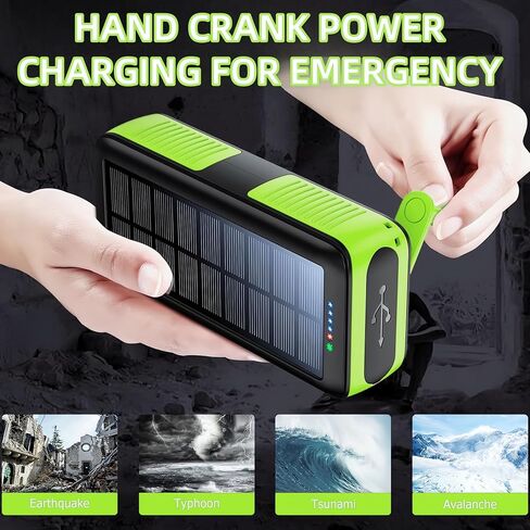 شاحن طاقة الطاقة الشمسية المحمولة الشاحن 63200mAh حزمة البطارية ، شاحن كرنك يدوي مخرجات مزدوجة مدخلات 4 مصباح يدوي LED ، شحن سريع مع كابلات الطاقة للتخييم في مجال الطوارئ (Orange) in Saudi Arabia