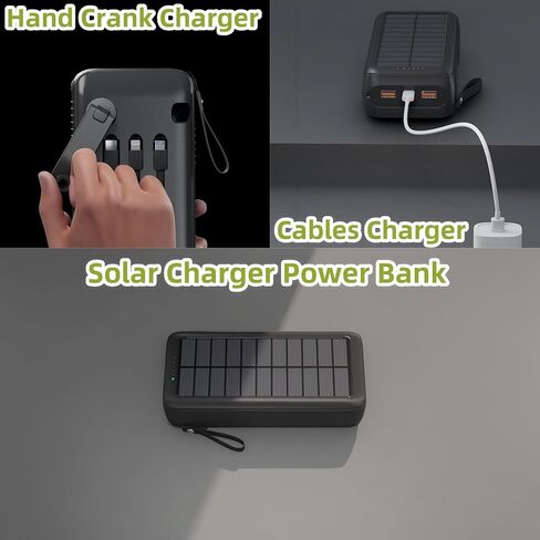 شاحن طاقة الطاقة الشمسية المحمولة الشاحن 63200mAh حزمة البطارية ، شاحن كرنك يدوي مخرجات مزدوجة مدخلات 4 مصباح يدوي LED ، شحن سريع مع كابلات الطاقة للتخييم في مجال الطوارئ (Orange) in Saudi Arabia