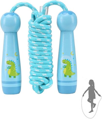 Jump Rope for Kids, Adjustable Toddler Jump Rope with Wooden Handle and Cotton Rope, Cute Skipping Rope for Boys and Girls Fitness Workout Exercise 8.5 Ft(Pink) in Kuwait