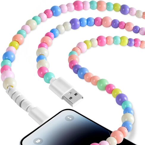 لسلك شاحن iPhone 3.3 قدم لؤلؤة أنيقة شحن USB كابل 66W نقل السرعة عالي السرعة USB إلى كبل iPhone متوافق مع iPhone 14/13/12 PRO MAX/11/XS MAX/XR/XS/X/8/IPAD in Saudi Arabia