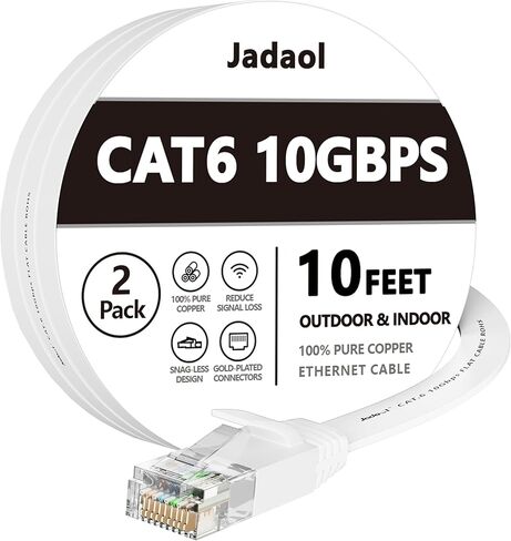 Cat 6 Outdoor Ethernet Cable 35 ft ، Support Cat8 Cat7 شبكة ، 10 جيجابت في الثانية 24awg النحاس النقي ، كابل Cat6 ، كابل 6 ، كابل الإنترنت ، كبل الشبكة ، كابل RJ45 ، كابل التصحيح ، كابل LAN للألعاب in Kuwait