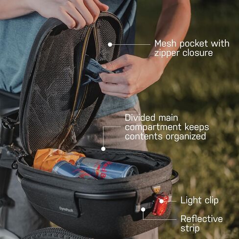 Topeak DynaPack Bike Seat Post Mount Bag with Fixer, Rain Cover, Black, 39 x 18 x 17 cm / 15.3" x 7.1" x 6.7" (Bag w/Frame) in Saudi Arabia