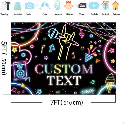 Mehofond 7x5ft Karaoke Party Backdrop Barge Rock Star Music Disco Banner Music Music Thief Karaoke Party Decoration in Kuwait