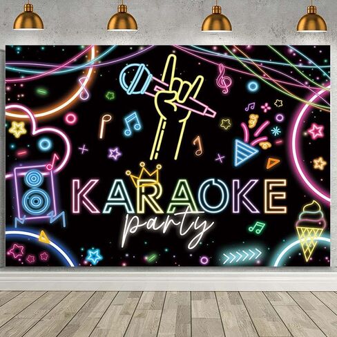 Mehofond 7x5ft Karaoke Party Backdrop Barge Rock Star Music Disco Banner Music Music Thief Karaoke Party Decoration in Kuwait