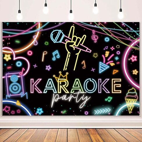 Mehofond 7x5ft Karaoke Party Backdrop Barge Rock Star Music Disco Banner Music Music Thief Karaoke Party Decoration in Kuwait
