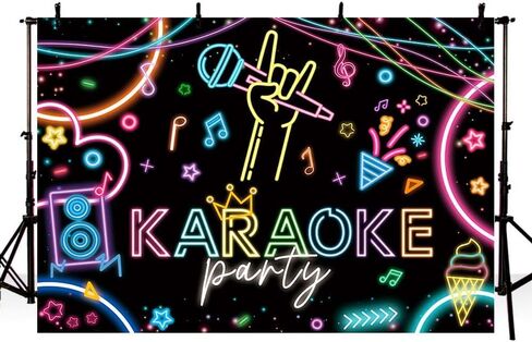 Mehofond 7x5ft Karaoke Party Backdrop Barge Rock Star Music Disco Banner Music Music Thief Karaoke Party Decoration in Kuwait