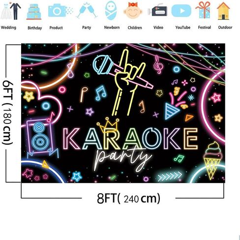 Mehofond 7x5ft Karaoke Party Backdrop Barge Rock Star Music Disco Banner Music Music Thief Karaoke Party Decoration in Kuwait