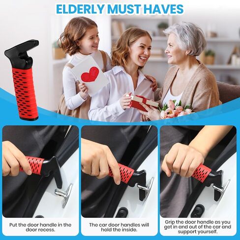 Car Door Handle for Elderly, Car Handle Assist Support Handle, Portable Elderly Assistance Mobility Aids for Getting Out of Car, Auto Grab Cane for Seniors and Handicapped, Red in Saudi Arabia