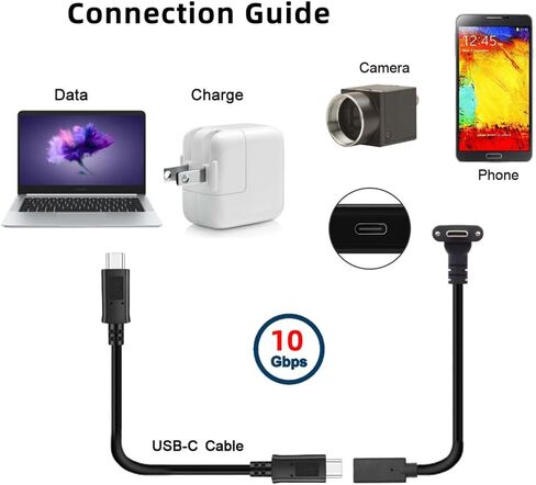 NFHK USB-C USB 3.1 النوع C من الذكور الزاوية اليمنى إلى كابل قفل بيانات تمديد الإناث لصالح REALSENSE CAMERA VR LINK in Kuwait