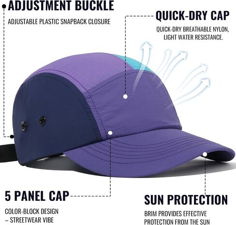 CLAPE 5 Panel Cap Waterproof Trucker Cap Curved Bill Baseball Cap Dad Cap Color-Blocked Hat Summer Breathable Outdoor Cap in Saudi Arabia