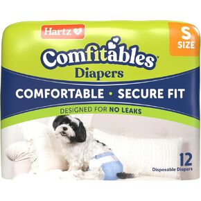 New! Hartz® Comfitables® Disposable Dog Diapers, Size Small 12 Count, Comfortable & Secure Fit, Easy to Put On, Super Absorbent Male and Female Diaper