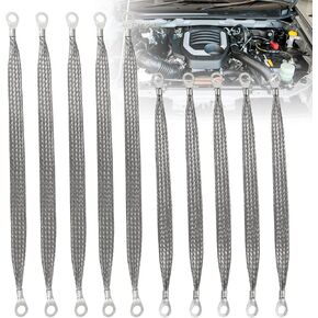 10Pcs Universal Automotive Ground Straps, 10&12 inch Braided Ground Strap Engine Ground Wire Straps for Most Cars