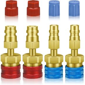 R1234YF Adapter, R1234YF to R134A Quick Coupler, 1234yf to 134a Quick Coupler, High Low Side Connector Conversion Kit AC Charging for R1234yf Refrigerant Air Conditioning System Hose Fitting