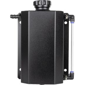 RANSOTO 2L Aluminum Coolant Radiator Overflow Tank Universal Water Expansion Tank Black Reservoir Cap
