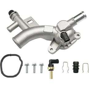 Aluminum Engine Coolant Housing Water Outlet Compatible with 2011-2016 Chevy Cruze, 2012-2020 Chevy Sonic, 2015-2020 Chevy Trax, 2013-2019 Buick Encore Replaces 25193922, 902-846, 55565334, 15-11105