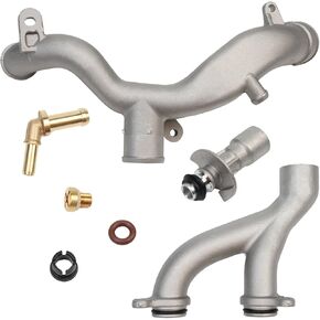 Upgraded Aluminum Coolant Outlet Pipes Kit Fits for Jaguar XJ XF XE F-Type, Range Rover Sport LR4 3.0L Replaces LR092992 LR028136 LR049990