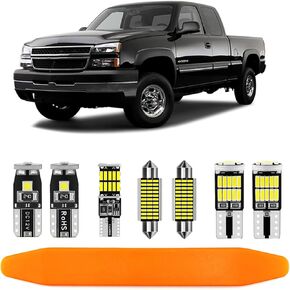 12 قطعة 6000K بارد أبيض أبيض LED مجموعة أدوات باقة البديل لـ Chevy Chevrolet Silverado/GMC Sierra 1999 2000 2001 2002 2003 2005 2006 ، مع رسم تخطيطي وتثبيت أداة التثبيت