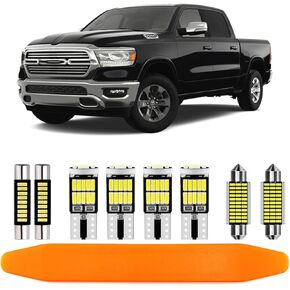 13PCS RAM LED LED LED KIT LED MAP لمبات ضوء قبة متوافقة مع 2019 2020 2021 2022 2023 DODGE RAM 1500 2500 3500 Pickup Truck All Models ， 6000K Cool White