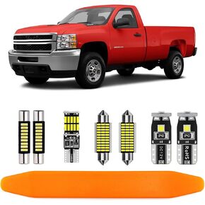 12 قطعة 6000K Cool White LED LED KIT باقة استبدال Chevy Chevrolet Silverado/GMC Sierra 2007 2008 2008 2010 2012 2013 ، مع رسم تخطيطي وتثبيت أداة