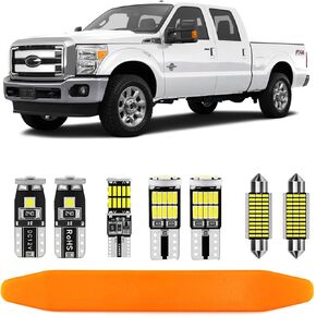 14 قطعة F250 F350 LED LED KIT لعام 1999-2016 FORD F-250 F-350 Super Duty Interior Lighting Package ، مصابيح استبدال LED مشرقة فائقة ، أداة تثبيت ، 6000K أبيض بارد