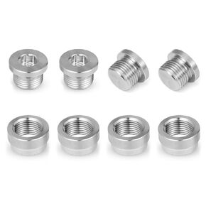 O2 Oxygen Sensor Bung and Plug 304 Stainless Steel M18-1.5,Oxygen Sensor Bung Stepped Style with Plug, Suppied by Hohnnyreet (2, Silver, M18 X 1.5)