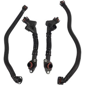 4PCS Left and Right Crankcase Vent Pipe Hose Replacement for BMW X5 X6 550i 650i 750Li 750i xDrive35i N63 4.4L 11157575640 11157575641 11157646086 11157646087 AKWH