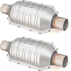 2.5" Inlet/Outlet Automobile Weld-on Catalytic Converter, Universal 2.5 Inch Inlet/Outlet Cat Converter with Heat Shield and O2 Port Universal Catalytic Convert (EPA Compliant) (2.5" 2PCS)
