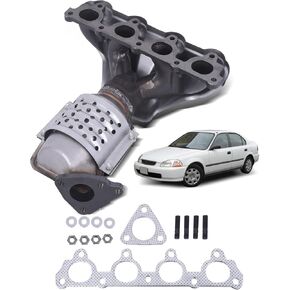 TOPAZ Exhaust Manifold Catalytic Converter with Gasket 674-439 Compatible with Honda Civic 1996 1997 1998 1999 2000 Civic Del Sol 1.6L 1996-1997 Direct Fit 18160P2EA10 EPA Compliant