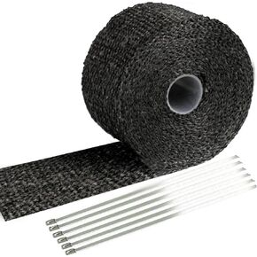 Sunplustrade 2 "× 16 'عادم أسود غلاف حراري لسيارات الدراجات النارية درع الحرارة مع ربطة عنق القبشة الفولاذ المقاوم للصدأ