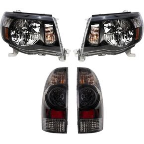 TRQ Lighting Kit Driver & Side Passenger متوافق مع 2005-2011 Toyota Tacoma to2502157 to2502181 to2503157 to2503181 to2800158 to2800177 to2801158 to2801177
