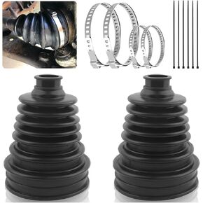 2PCS CV Boot Repair Kit Fit for 19mm to 24mm Shafts,Silicone CV Axle Boot Repair Kit Includes 4 Stainless Steel CV Boot Clamp & 6 Cable Ties,Universal Tie Rod Boot for Most Vehicle