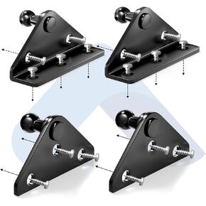 ARANA 10MM Gas Strut Mounting Brackets, Ball Stud Mount Bracket for Universal Lift Supports Shocks Spring 4PCS with 16 Screws (Only Fits 10mm Ball Head)
