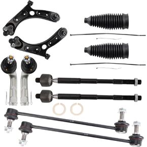 TRQ Front Steering & Suspension Kit Control Arm with Ball Joint Steering Rack & Pinion Bellow Sway Bar Stabilizer Link Tie Rod Compatible with Hyundai Kia