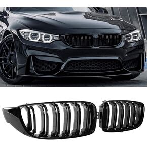 F32 Grille ، Grille Grille Grille Front Compatible for 4 Series F32 F33 F36 (2014-2019) M3 F80 M4 F82 (2015-2019) (Slats Gloss Black Grills مزدوجة ، 2pcs)