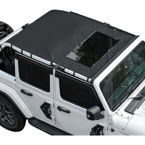 JOYTUTUS Sun Shade Top Compatible with Wrangler JLU 4 Door 2018-2023, Waterproof Canvas Roof Top Cover Wrangler JL Sunshade Blocks Rain, UV, Wind, Noise