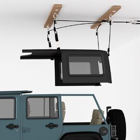 Hard Top Removal Lift for Jeep Wrangler JL JK Models and Ford Bronco, 12ft Hardtop Overhead Garage Storage Hoist with Anti-Drop System, Supports 8-16 ft. Ceiling