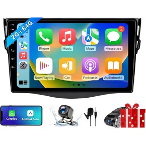9 Inch Android 13 Car Stereo Radio Compatible with Toyota RAV4 (2006-2012), Wireless CarPlay/Android Auto, WiFi, GPS, 2+64GB, IPS Touch Screen, SWC. Mirror Link, Backup Camera
